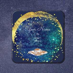 Cartão De Visita Quadrado Galáxia artística voadora