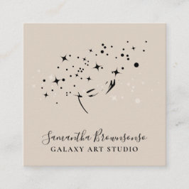 Cartão De Visita Quadrado Galáxia do Planeta Feminino de Brown Spiritual Rei