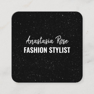 Cartão De Visita Quadrado Galáxia Mineral Mínima de Brilho Branco Moderno 