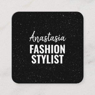 Cartão De Visita Quadrado Galáxia Minúscula Mínima Mineral Negra Chic