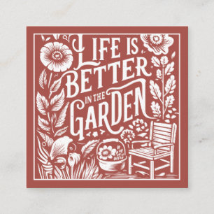 Cartão De Visita Quadrado Gardener Landscaper Terracotta Ilustrado