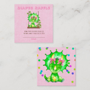 Cartão De Visita Quadrado Garota Bonita Tricerátops Fralda Chá de fraldas Ra