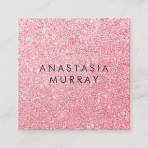 Cartão De Visita Quadrado Garota e Glam Rosa Rosa Rosa Dourada Brilhante