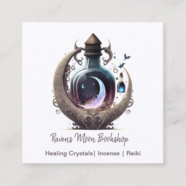 Cartão De Visita Quadrado Garrafa de Poção Magick (Frente)