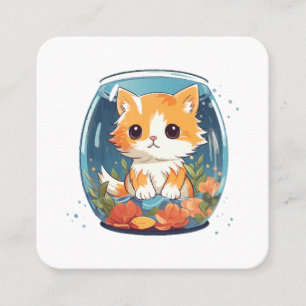 Cartão De Visita Quadrado Gatinho Culpado