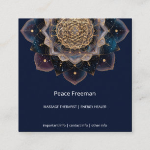 Cartão De Visita Quadrado Geometria da Semente Estelar   Design de Mandala