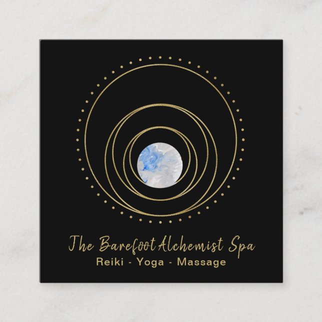 Cartão De Visita Quadrado *~* Geometria Dourada Geométrica Sagrada Boho Cósm (Frente)