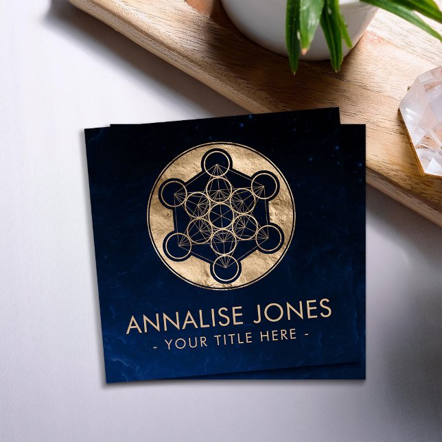 Cartão De Visita Quadrado Geometria Sagrada do Cubo da Metatron (Criador carregado)