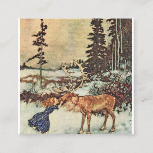 Cartão De Visita Quadrado Gerda E A Reindeer - Edmund Dulac