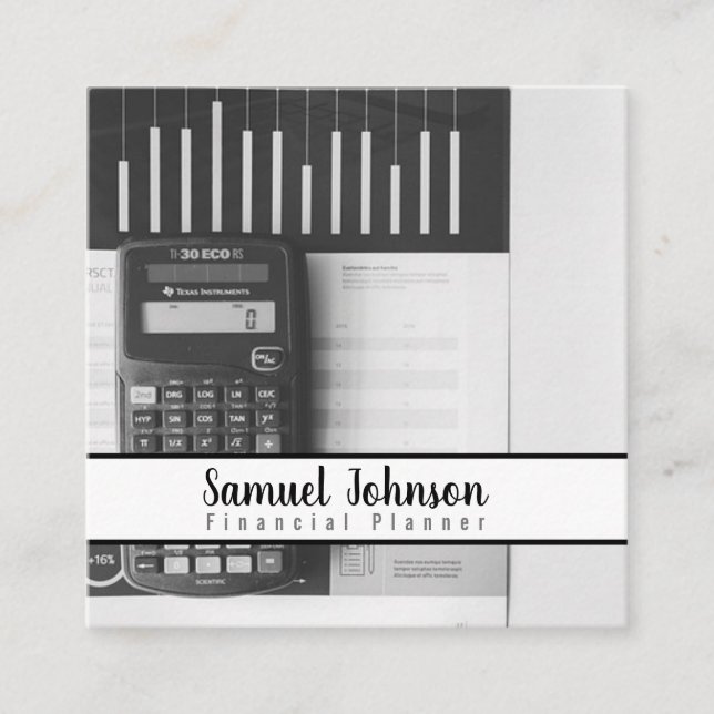 Cartão De Visita Quadrado Gerenciamento de Riqueza do Contador do Planejador (Frente)