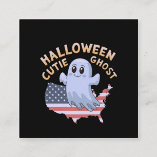 Cartão De Visita Quadrado Ghost Bonito Adorável do Halloween Spooky, Engraça