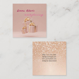 Cartão De Visita Quadrado Gift Pink and White Balloons Modern Business card