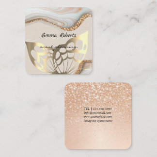 Cartão De Visita Quadrado Gift Pink and White Glitter Modern Business card