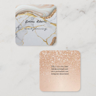 Cartão De Visita Quadrado Gift Pink and White Glitter Modern Business card