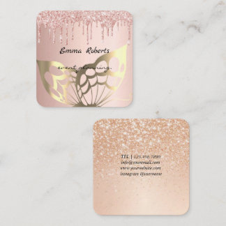 Cartão De Visita Quadrado Gift Pink and White Glitter Modern Business card