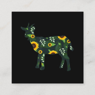 Cartão De Visita Quadrado Girassol Floral Goat Kid Hawaiian