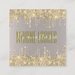 Cartão De Visita Quadrado Girly Blush Dourado Glittery Drivers Artist Makeup
