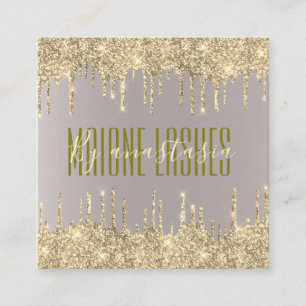 Cartão De Visita Quadrado Girly Blush Dourado Glittery Drivers Artist Makeup