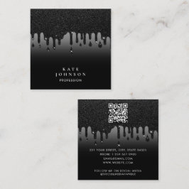 Cartão De Visita Quadrado Glam Black Drivers Glitter Código QR Mídia social