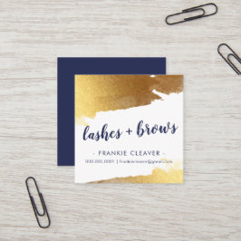 Cartão De Visita Quadrado GLAM GILDED DOURADO EDGES com letra de marinho de 