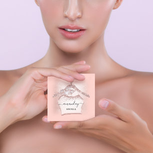 Cartão De Visita Quadrado Glama de Compro de Closet de Diamante de Blush Gli