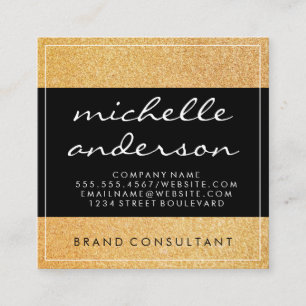 Cartão De Visita Quadrado Glamor Dourado