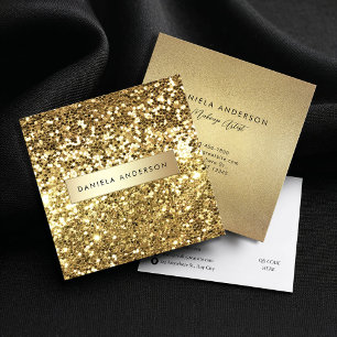 Cartão De Visita Quadrado Glamor Dourado, brilho e luxo