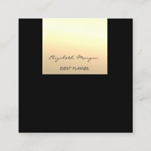 Cartão De Visita Quadrado Glamorosa moderna elegante,Faux Dourado,Preto