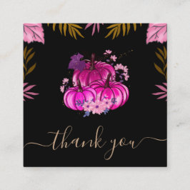 Cartão De Visita Quadrado Glamorous Pumpkin Ação De Graças Obrigado Bonito