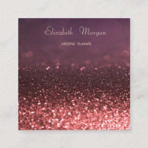 Cartão De Visita Quadrado Glitter Bokeh moderno sofisticado e elegante