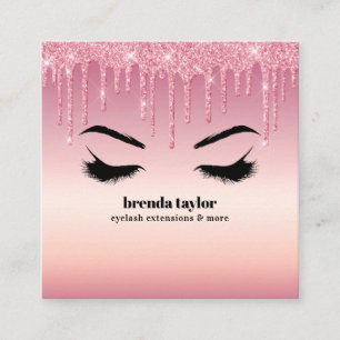 Cartão De Visita Quadrado Glitter Rosa Glitter Dripps Eyelash profissional