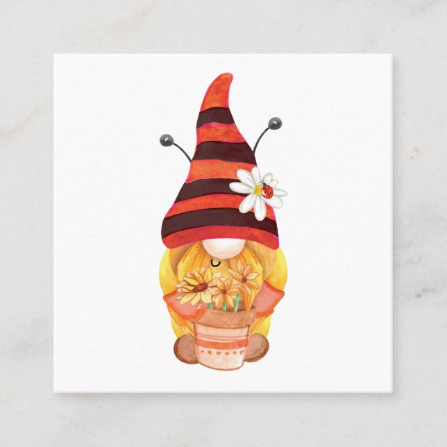 Cartão De Visita Quadrado gnomo de verão 3Cartão de visita (Frente)