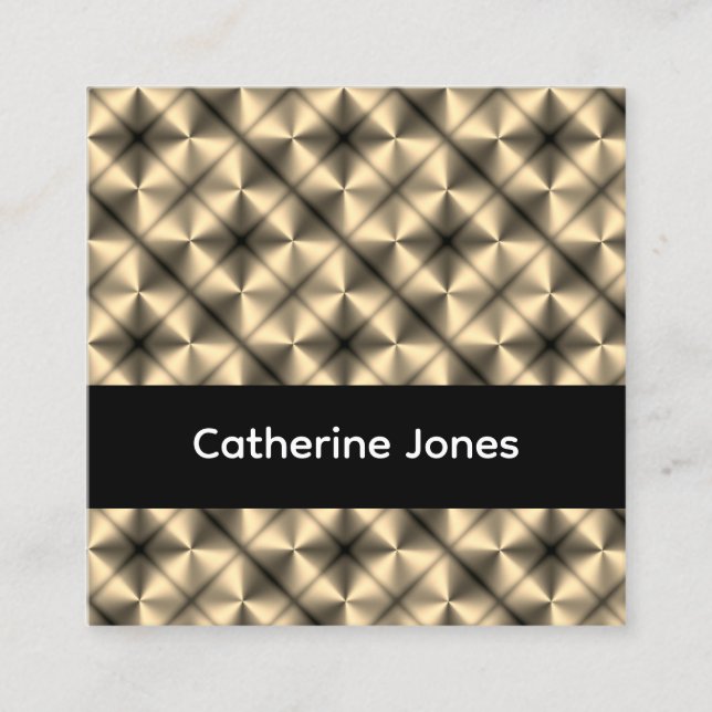 Cartão De Visita Quadrado Gold geometric pattern black (Frente)