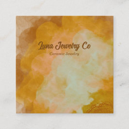 Cartão De Visita Quadrado Golden Yellow Flower Burst Jewelry Craft 