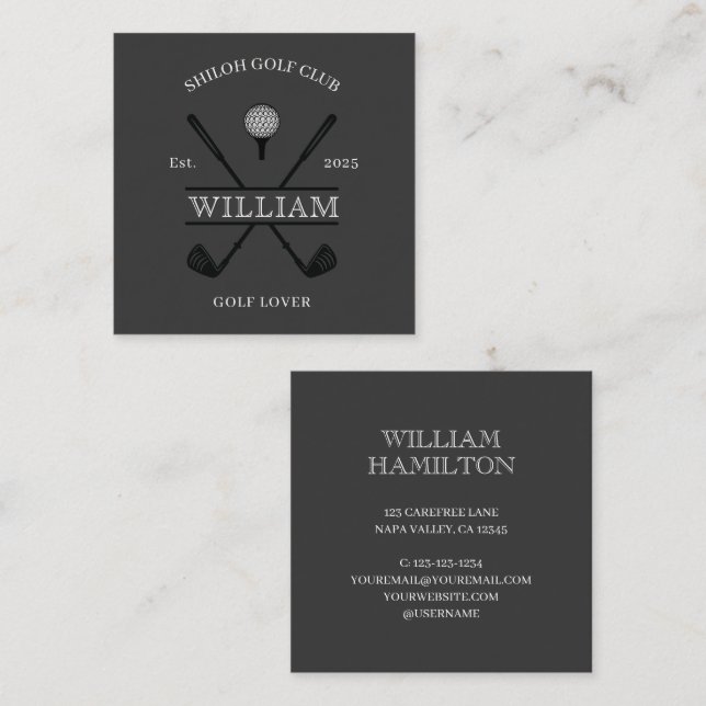 Cartão De Visita Quadrado Golf Lover Cross Club (Frente/Verso)