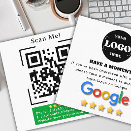 Cartão De Visita Quadrado Google Review com link de código QR