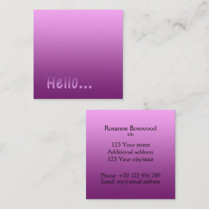 Cartão De Visita Quadrado Gradação Cor Rosa Alarme com Texto Personalizado