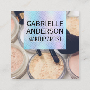 Cartão De Visita Quadrado Gradiente Holográfico Paleta de maquilhagem e es