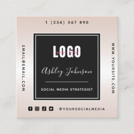 Cartão De Visita Quadrado Gradiente metálico Adicionar Logotipo Código QR e 