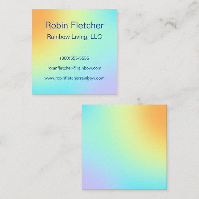 Cartão De Visita Quadrado Gradiente Único do Arco-Íris Pastel (Frente/Verso)