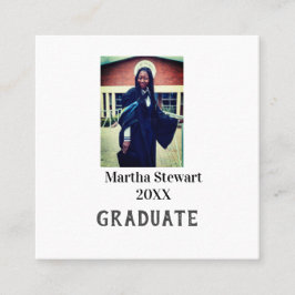 Cartão De Visita Quadrado Graduation photo name year class university simple