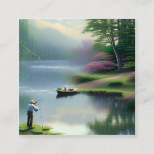 Cartão De Visita Quadrado Gráfico de pesca
