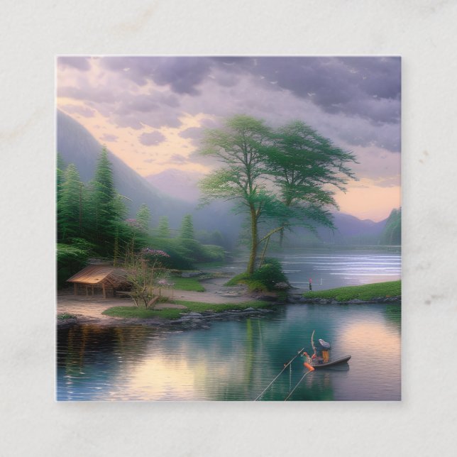 Cartão De Visita Quadrado Gráfico de pesca (Frente)