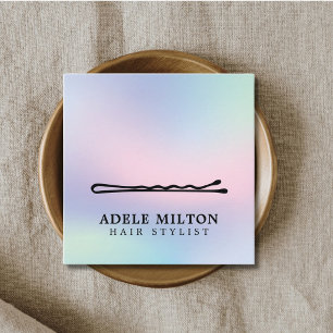 Cartão De Visita Quadrado Grampo de Cabelo Pastel Moderno e Elegante Salão