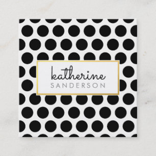 Cartão De Visita Quadrado GRANDE BOLINHAS PROFISSIONAL Ouro negro moderno