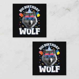 Cartão De Visita Quadrado Grande Lobo de Aniversário para Lobos
