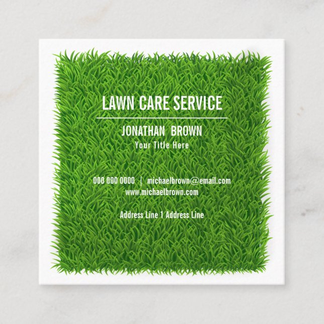 Cartão De Visita Quadrado Grass Wall Lawncare Landscape Gardening (Frente)