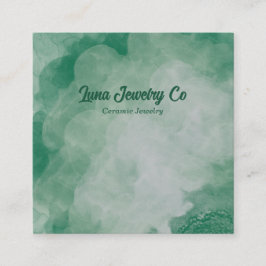 Cartão De Visita Quadrado Green Flower Burst Jewelry Craft Business Card