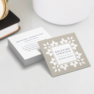 Cartão De Visita Quadrado Greige   Praça Geométrica de Marrocos