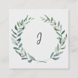 Cartão De Visita Quadrado Grinalda botânica moderna do ramo da aguarela